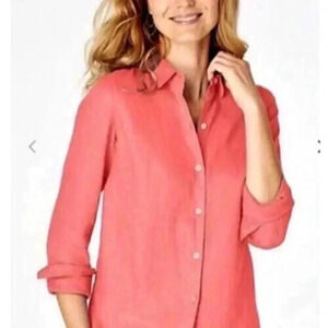 J. Jill Love Linen Coral Blouse XS